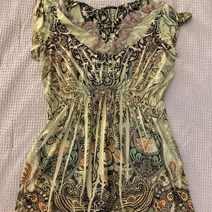 ✨5 for $25✨ Apt. 9 Sage Green Paisley Ruffle-Trim Tunic